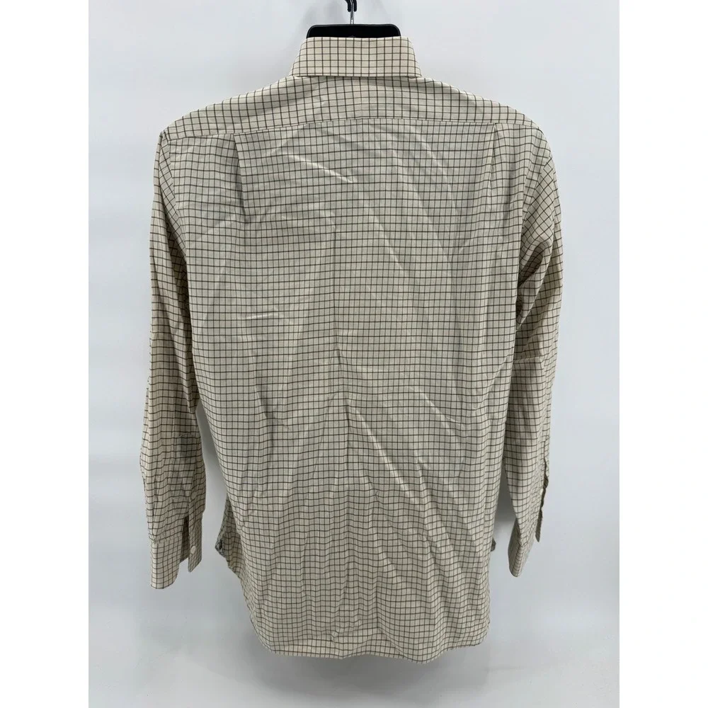 Polo Ralph Lauren Button Down Shirt Mens 15.5 33 Tan Regent Classic Fit Grid